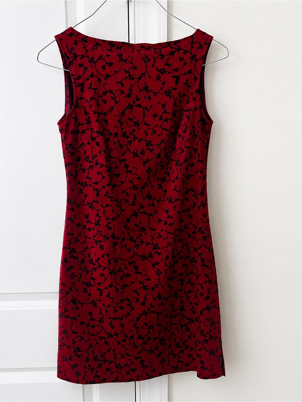 My Michelle Red Sleeveless Dress with Black Floral Scroll